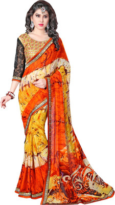 

Lovelylook Embroidered Fashion Georgette Saree(Multicolor), Yellow & orange