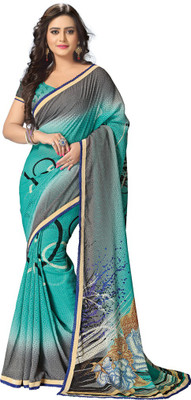 

Saara Printed Fashion Georgette Saree(Blue, Grey), Blue and grey