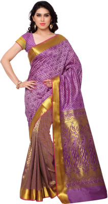 

Varkala Silk Sarees Woven Paithani Saree(Purple), Lavender