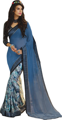

Khoobee Self Design Fashion Crepe, Chiffon Saree(Blue, Grey, Multicolor)