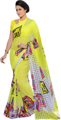 

Khoobee Self Design, Printed Fashion Polycotton Saree(Yellow)