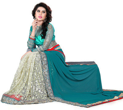 

Saara Embroidered Fashion Georgette Saree(Blue), Aqua blue