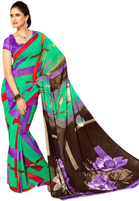 

Khoobee Printed Fashion Georgette Saree(Green, Multicolor), Green;multicolor:grey