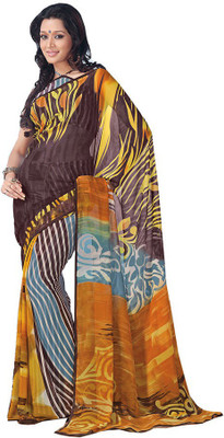 

Indian Wear Online Printed Fashion Pure Chiffon Saree(Multicolor)
