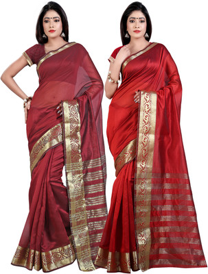 

Weavedeal Solid Banarasi Chanderi Saree(Pack of 2, Multicolor)