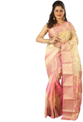 

Rajib's Creation Embroidered Fashion Handloom Silk Saree(Beige, Orange)
