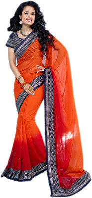 

M.S.Retail Self Design Fashion Handloom Chiffon Saree(Orange)