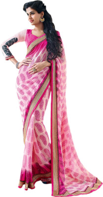 

Vishal Printed Fashion Georgette Saree(Pink, White), Blue;beige