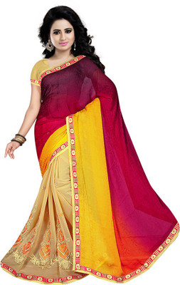 

Party Wear Dresses Embroidered Fashion Georgette Saree(Yellow)