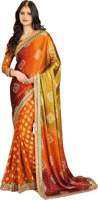 

Vandv Shop Printed Fashion Handloom Silk Saree(Orange)