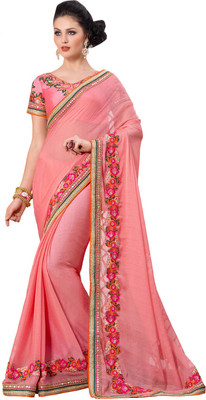 

Lovelylook Embroidered Daily Wear Georgette Saree(Pink)