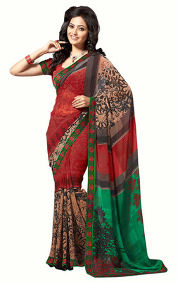 

Jiya Self Design, Printed Fashion Georgette Saree(Red, Green, Multicolor), Green;multicolor;red