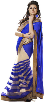 

Nm Textile Embroidered Bollywood Synthetic Georgette Saree(Blue)