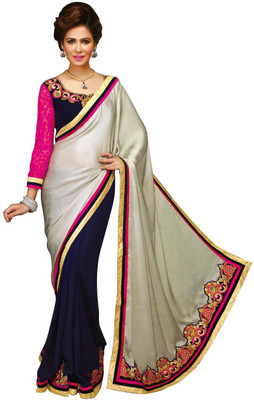 

Jiya Self Design, Embroidered Fashion Georgette, Satin, Jacquard Saree(Blue, White, Beige, Pink, Beige;blue;pink;white