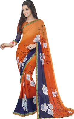 

Khoobee Self Design, Printed Fashion Georgette Saree(Multicolor), Blue;orange