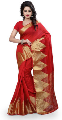 Style U Solid Fashion Cotton Saree(Red)