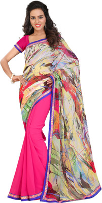

Vardan Prints Printed Bollywood Georgette, Chiffon Saree(Pink)