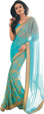 

Vishal Solid Fashion Georgette Saree(Blue)
