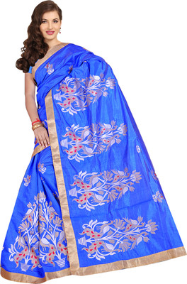 

Urban Vastra Embroidered Bhagalpuri Dupion Silk Saree(Blue)