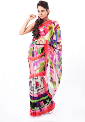 

Cenizas Printed Fashion Chiffon Saree(Multicolor), Pink