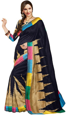 

Kesar Sarees Printed Bhagalpuri Art Silk Saree(Black)