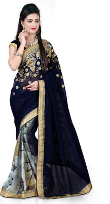 

Khoobee Self Design, Embroidered Fashion Georgette Saree(Blue, Multicolor)