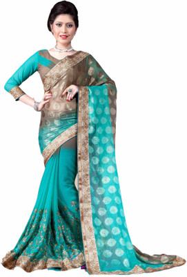 

Aarti Apparels Embroidered Bollywood Chiffon Saree(Brown, Blue)