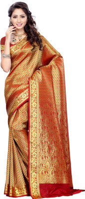 

Mimosa Woven Kanjivaram Art Silk Saree(Red), Maroon