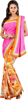 

Party Wear Dresses Printed Fashion Georgette Saree(Pink)
