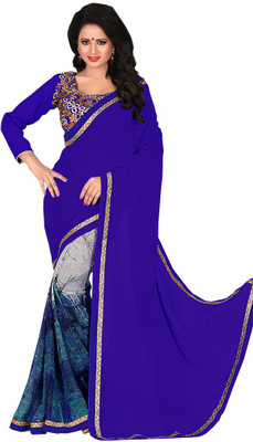 

Manthan Printed Daily Wear Georgette Saree(Blue, Multicolor)