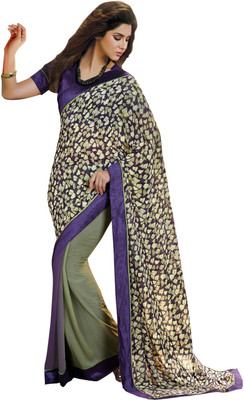 

Lovelylook Printed Fashion Chiffon Saree(Multicolor), Green;purple