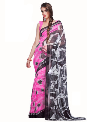 

Lovelylook Printed Daily Wear Georgette Saree(Pink, Grey), Pink & gray