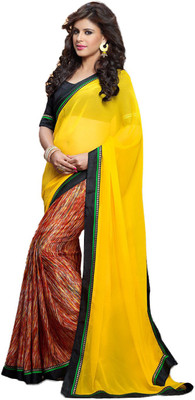 

Brijraj Printed Fashion Georgette Saree(Yellow, Orange), Orange;yellow
