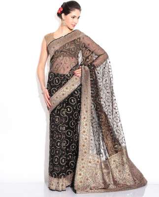 

Zain Textiles Woven Banarasi Net Saree(Black)