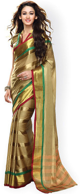 

Party Wear Dresses Plain Fashion Chiffon Saree(Gold)