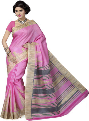 

Rani Saahiba Solid Bhagalpuri Art Silk Saree(Pink)