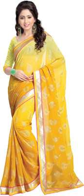 

Saara Printed Fashion Crepe Saree(Yellow)