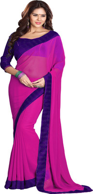 

Sourbh Sarees Self Design, Solid, Embroidered Fashion Synthetic Georgette Saree(Pink)