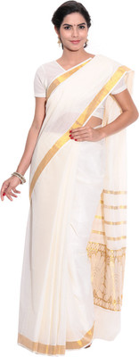 

Fashionkiosks Self Design Balarampuram Cotton Saree(Multicolor), Cream