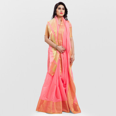 SARNGIN BOUTIQUE Embellished Kanjivaram Poly Silk, Silk Cotton Blend Saree(Multicolor) at flipkart