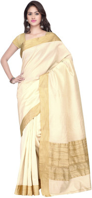 

Suvastram Woven Fashion Raw Silk Saree(White), Off white