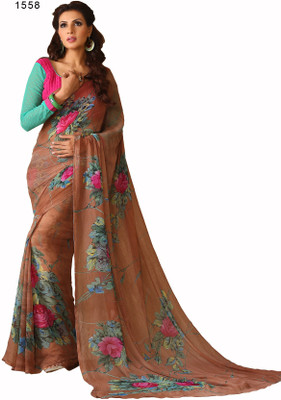 

Hi-Choice Printed Fashion Chiffon Saree(Brown)