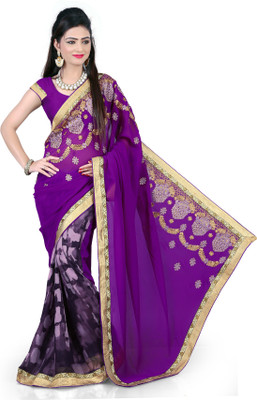 

Khoobee Self Design, Embroidered Fashion Georgette Saree(Purple, Multicolor), Multicolor;purple