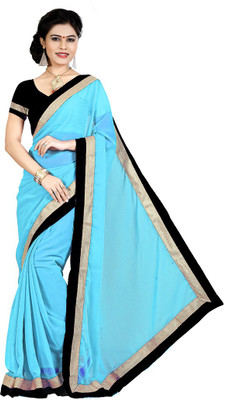 

Party Wear Dresses Solid Fashion Chiffon Saree(Blue)