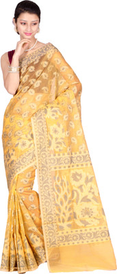 

Chandrakala Woven Banarasi Cotton Saree(Yellow), Light orange