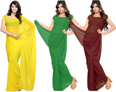 

Multi Retail Solid Bollywood Georgette Saree(Pack of 3, Multicolor)