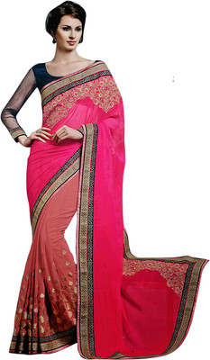 

Limozine Creation Embroidered Fashion Georgette Saree(Multicolor), Dark pink