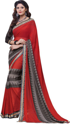 

Lovelylook Printed Fashion Georgette Saree(Multicolor), Red & grey