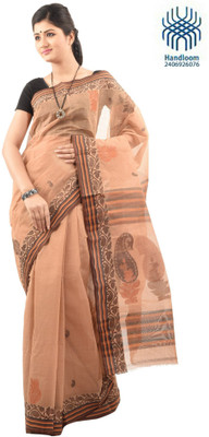 

Tantuja Self Design Tangail Handloom Cotton Saree(Brown)