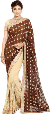 

Soch Embroidered Fashion Chiffon Saree(Multicolor), Beige & brown